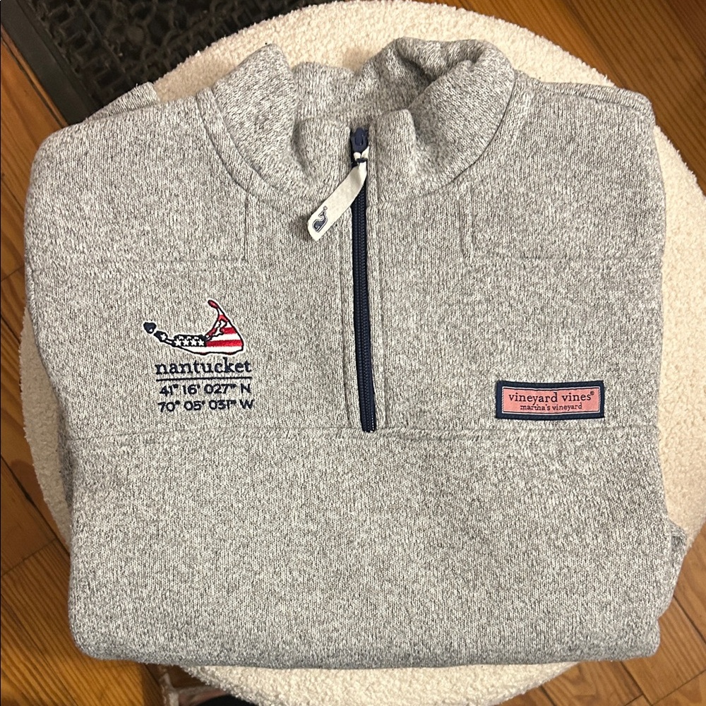 Vineyard Vines Nantucket Gray Zip-Up Sweater